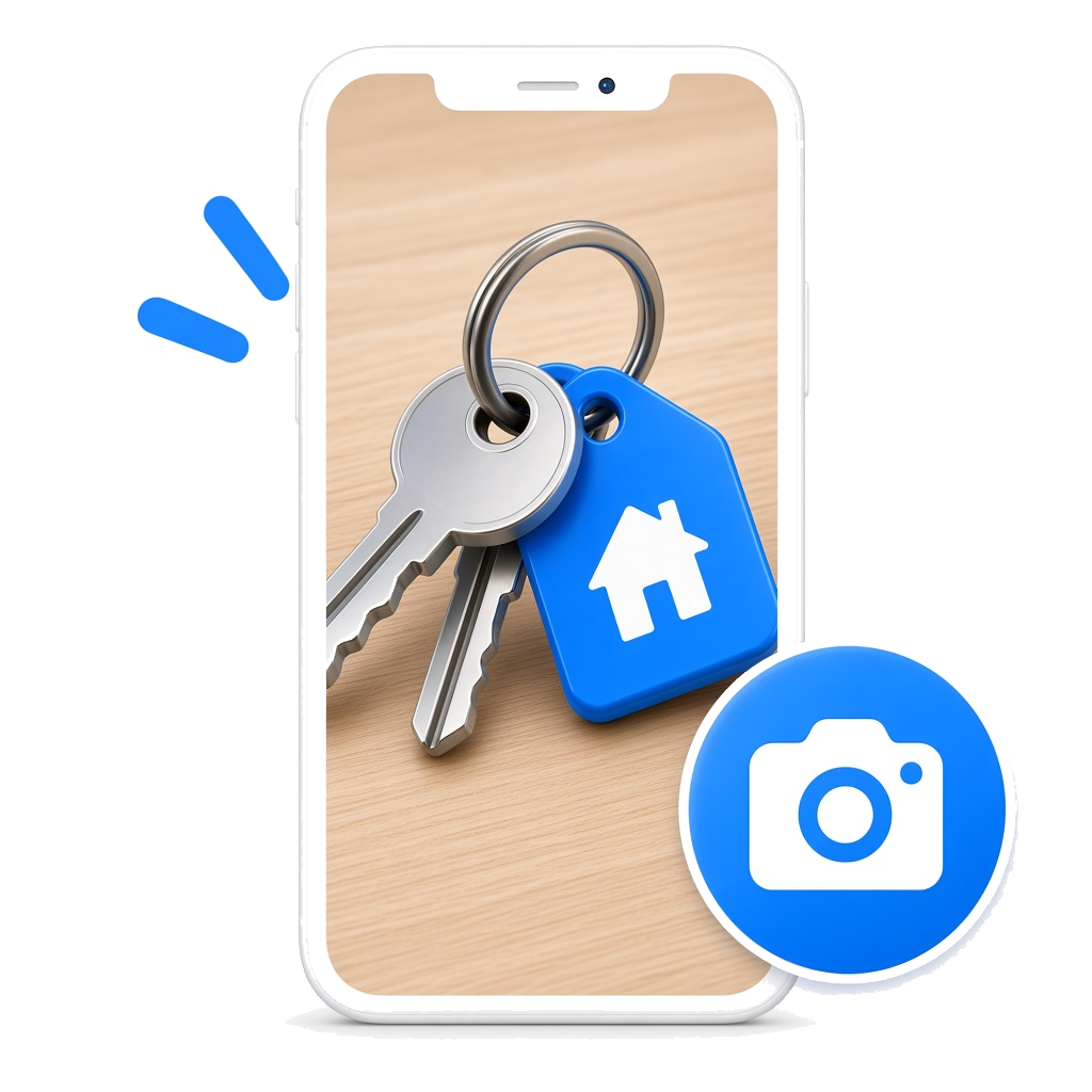 Phone showing a photo of a key