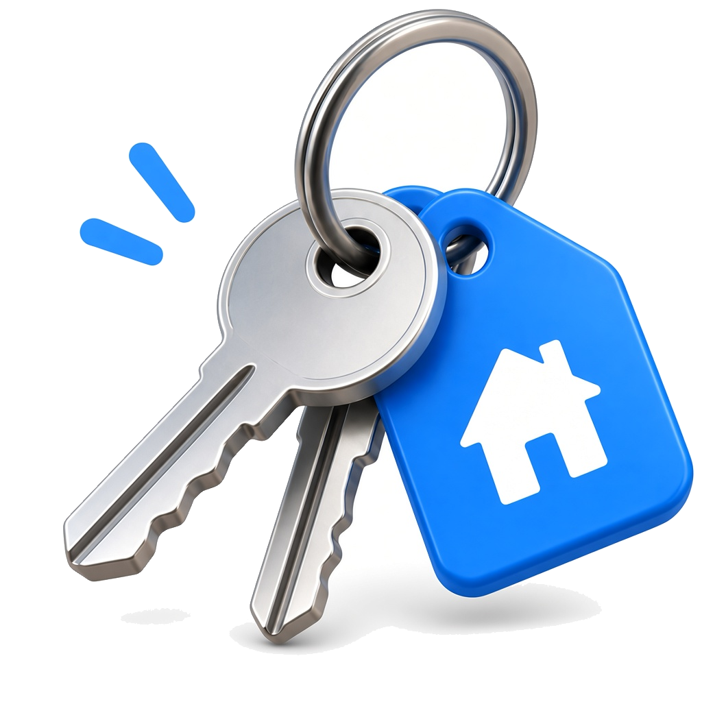 Keys on a ring with a house tag